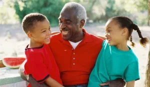 kids sitting on a senior's lap