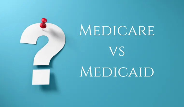 question mark with the words "medicare vs medicaid"