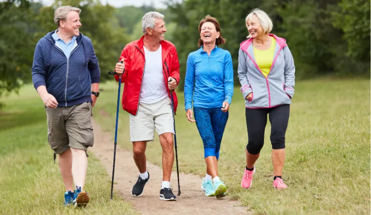 seniors outside hiking