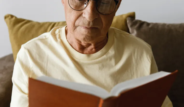 man reading a book