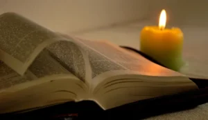 candle and a book