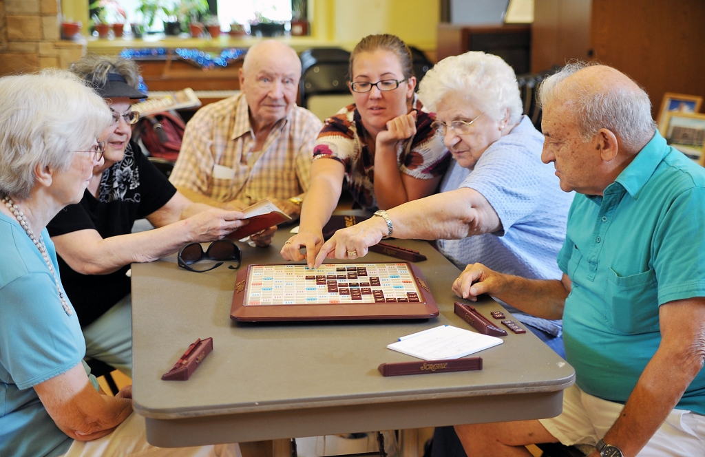 Residents play Scrabble