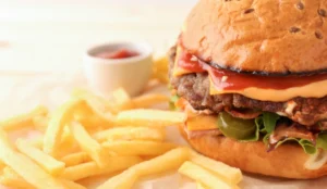 Cheeseburger and french fries
