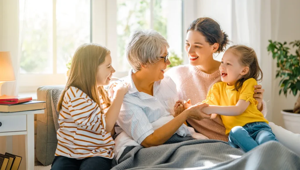 Family visits elder in Assited Living